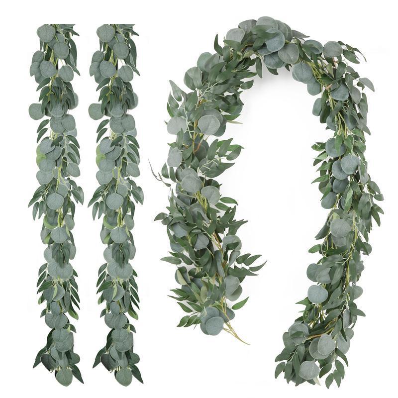 Artificial eucalyptus willow garland 6.5ft 2pcs set for wedding arch backdrop greenery decor