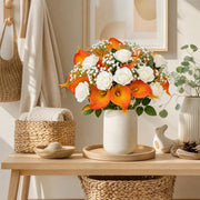 Autumn Bouquet with Orange Calla Lilies & White Roses – 30 Stems