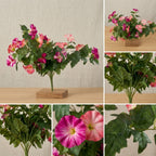 Artificial Hanging Flowers Plants with Basket for Outdoors, Artificial Petunias UV Resistant Petunias Fake Flowers for Outdoor Garden Porch Balcony Decoration
