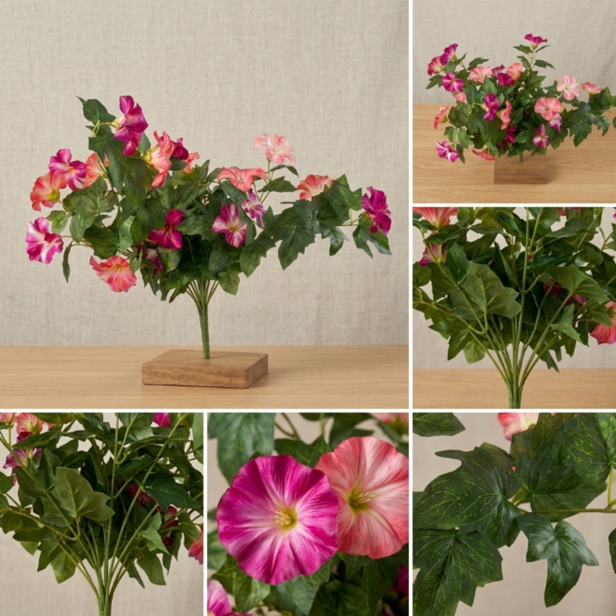 Artificial Hanging Flowers Plants with Basket for Outdoors, Artificial Petunias UV Resistant Petunias Fake Flowers for Outdoor Garden Porch Balcony Decoration