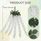 Wisteria hanging flowers 2pcs white faux vine garland for wedding backdrop home wall decor