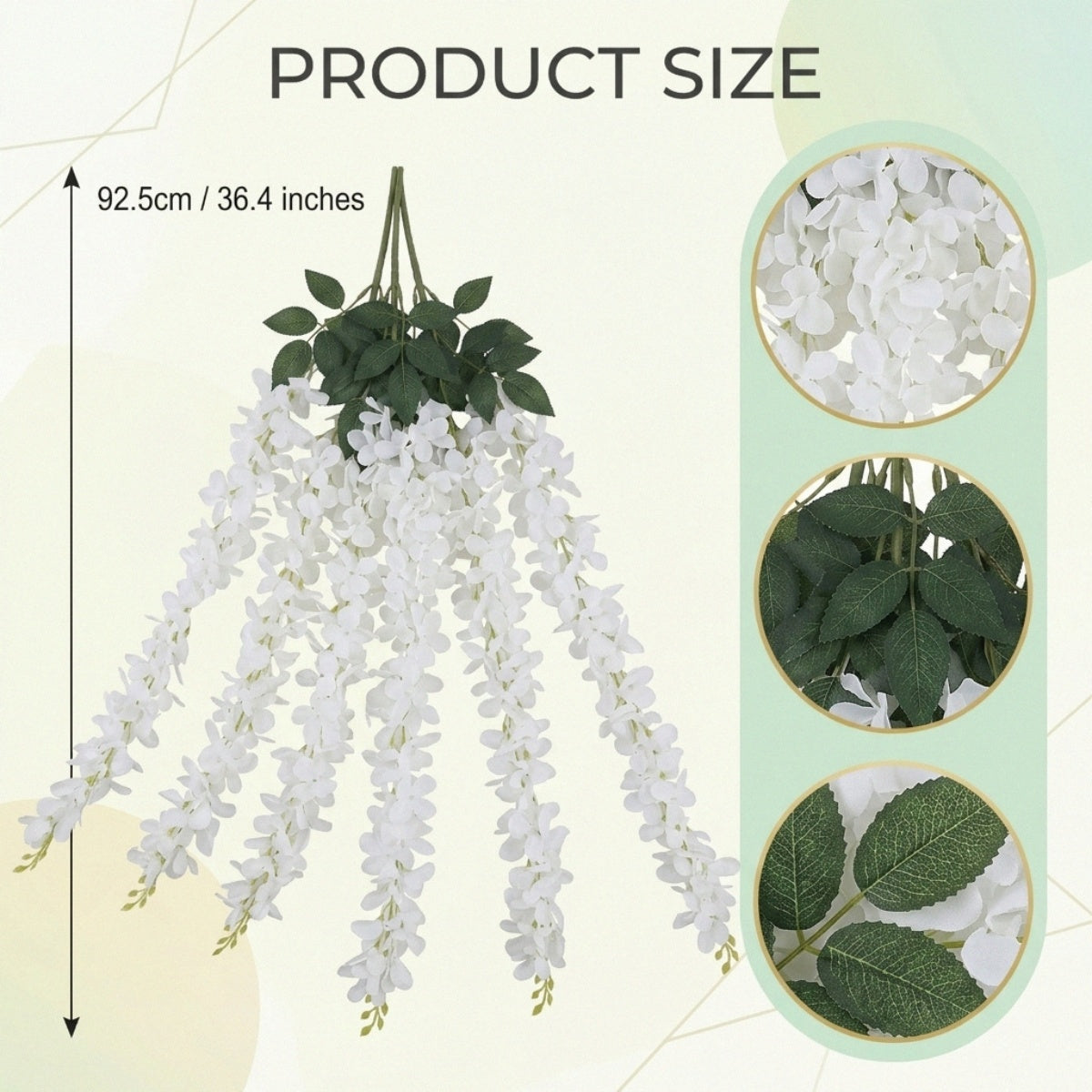 Wisteria hanging flowers 2pcs white faux vine garland for wedding backdrop home wall decor