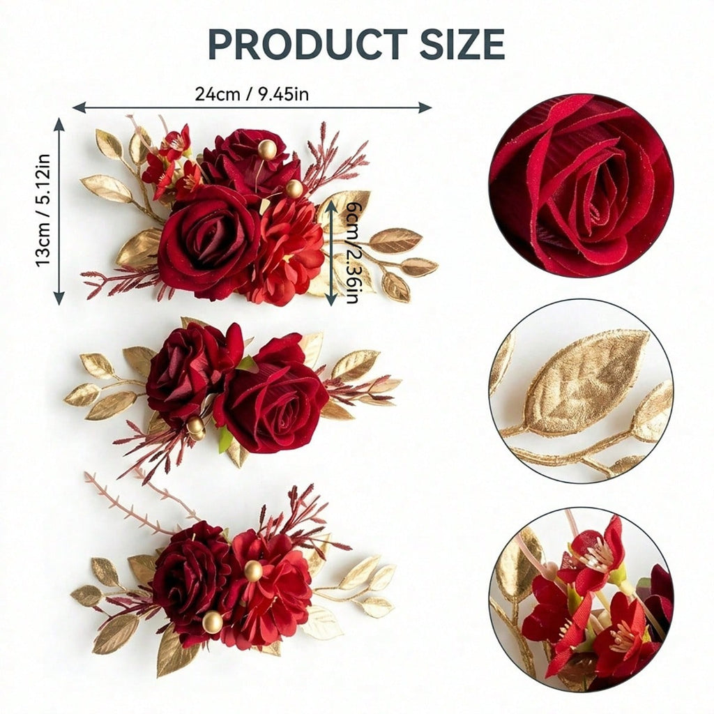 Cake Topper Flowers | 3PCS Pre-Made Floral Cake Decorations for Wedding Birthday Baptism Baby Shower