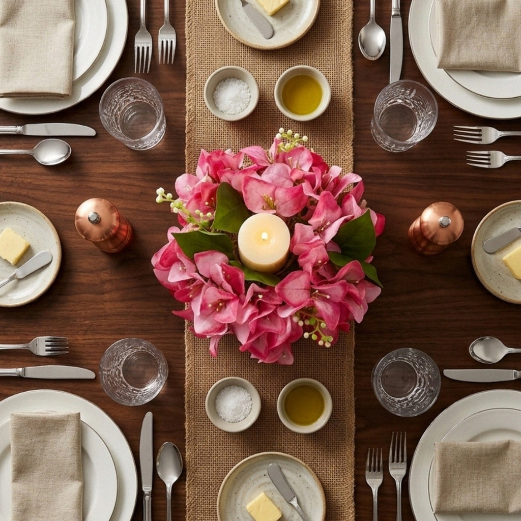 Floral Candle Wreath Rings | Artificial Bougainvillea Candle Rings for Wedding Table Centerpiece Home Decor