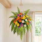 Daisy flower bouquet with fern leaves mixed bundle for home garden table by IPOPU