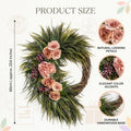 Asymmetric Pink Rose Wreath Front Door Decor Boho Fern Garland Spring Summer Home Wall Hanging Porch Art