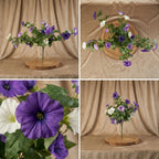 Artificial Hanging Flowers Plants with Basket for Outdoors, Artificial Petunias UV Resistant Petunias Fake Flowers for Outdoor Garden Porch Balcony Decoration