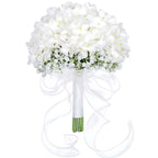 White Hydrangea Wedding Bridal Bouquet, Bridesmaid Bouquet Artificial Wedding Hydrangea Bouquet, Fake Flowers for Home Indoor Outdoor DIY Floral Wedding Flower Bouquets Kitchen Table Centerpiece Decor