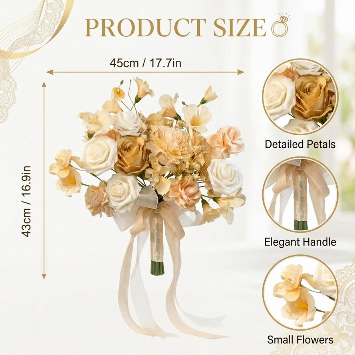Flat lay of champagne rose blush peony bouquet – wedding and farmhouse decor