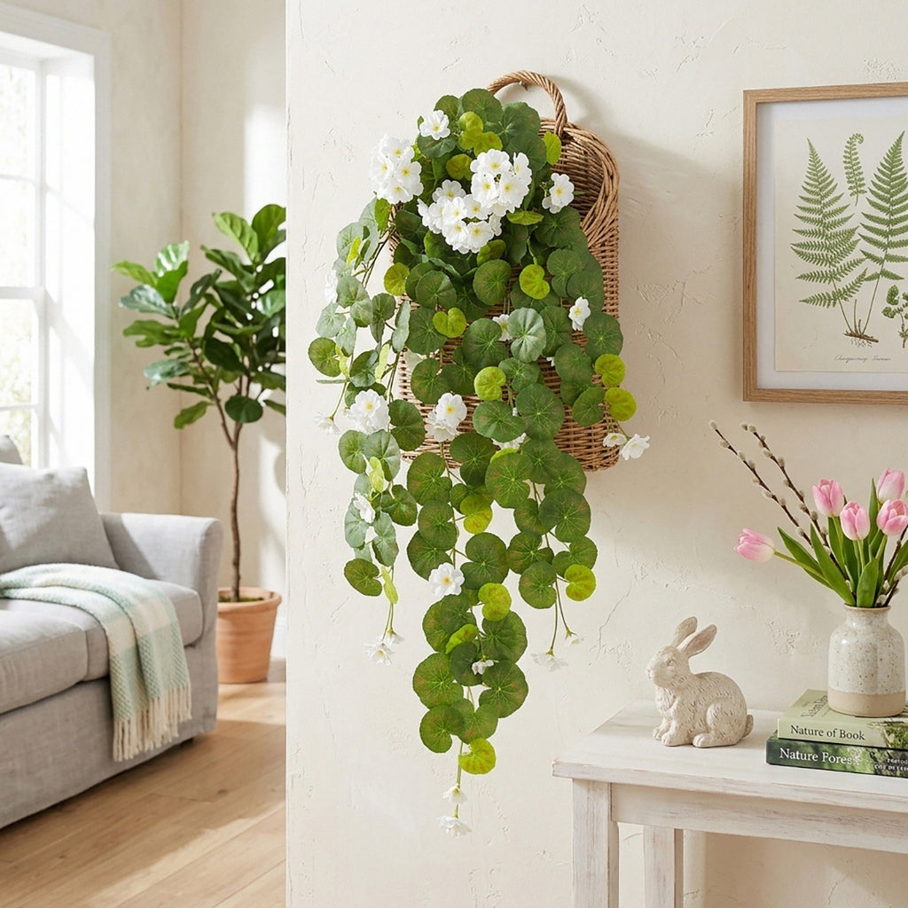 Morning glory hanging flower vine arranged for faux cascading plant by IPOPU