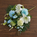 Cemetery Flowers for Grave, Outdoor Lily Chrysanthemum Hydrangea Rose Artificial Flowers Grave Flowers with Cemetery Vase, Lasting and Non-Bleed Colors