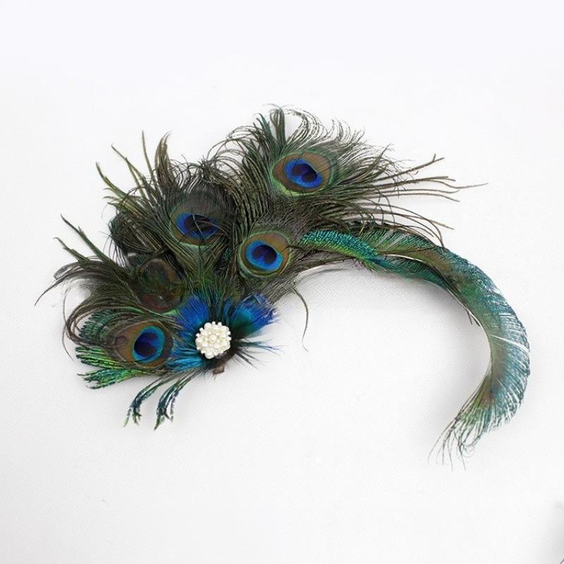 Peacock Feather Fascinator Hair Clip | Rhinestone Hairpin for Cocktail Party Wedding Women & Girls