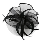Women's Flower Headband with Veil & Feather Hair Clip | Tea Party Wedding Cocktail Headwear in 3 Colors