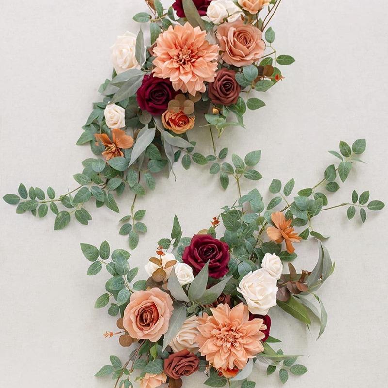 Dusty Rose Artificial Flower Garland Swag 2pcs | Wedding Arch Sweetheart Table Backdrop Wall & Home Garden Decor | 14 Styles