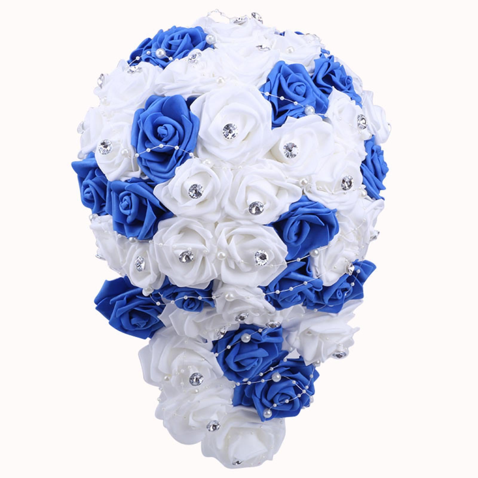 PE Foam Pearl Rhinestone Bridal Bouquet | Wedding Bridesmaid Church Ceremony & DIY in White Blue Black Pink Red