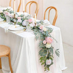 6FT Eucalyptus And Willow Leaf Garland With White Flowers for modern wedding decor by IPOPU