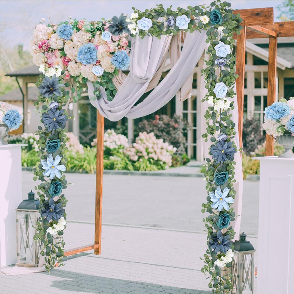 Artificial Eucalyptus Garland with Roses | Wedding Table Centerpiece Backdrop Wall Vine & Christmas Home Decor