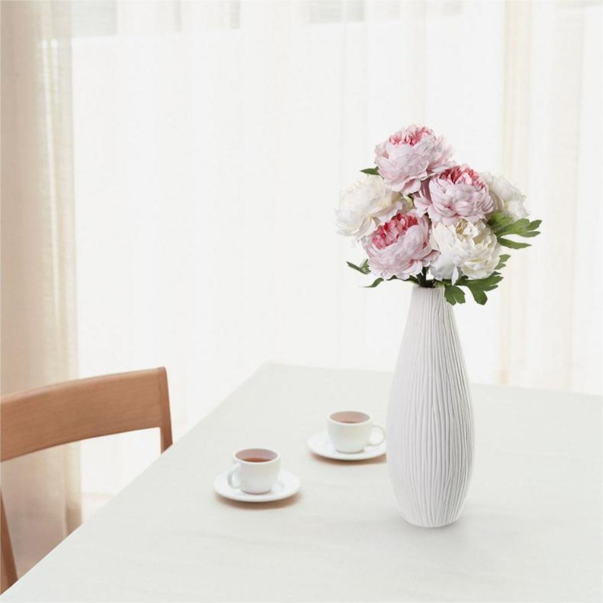Artificial Silk Peony Flowers | Wedding Bouquet Wreath Home Decor & Centerpiece in White Pink