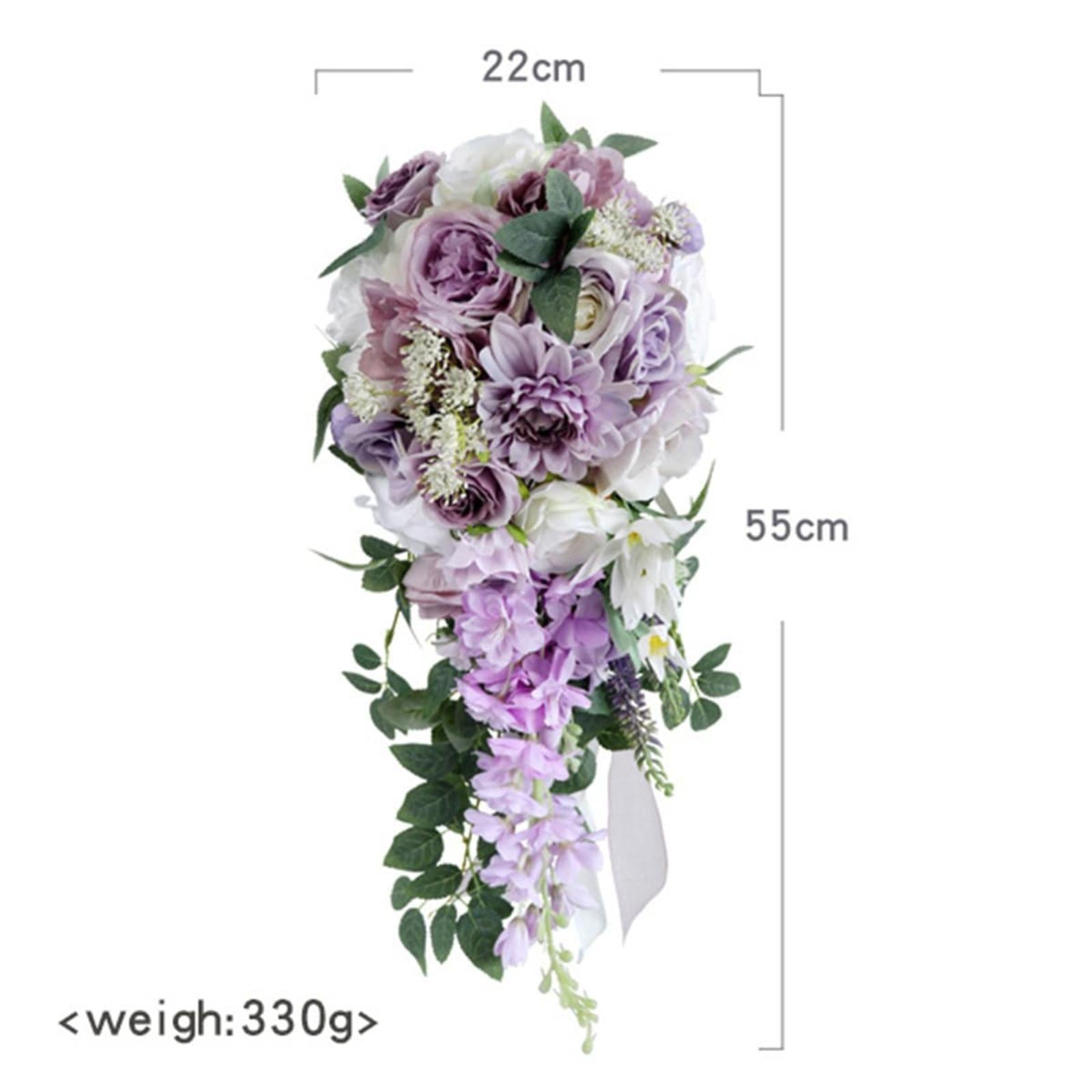 Cascading Rose Bridal Bouquet Purple & Ivory | Wedding Ceremony Anniversary Bridal Shower & Formal Decor