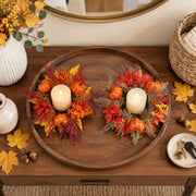 Fall Pumpkin & Berry Candle Rings – 4-Piece Set