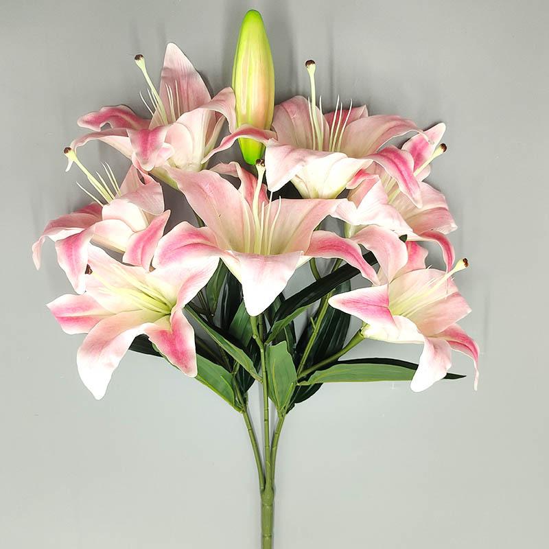 Artificial Long Stem Tiger Lily Flowers | Pink Faux Blooms for Home Hotel Wedding & Party Arrangement Display