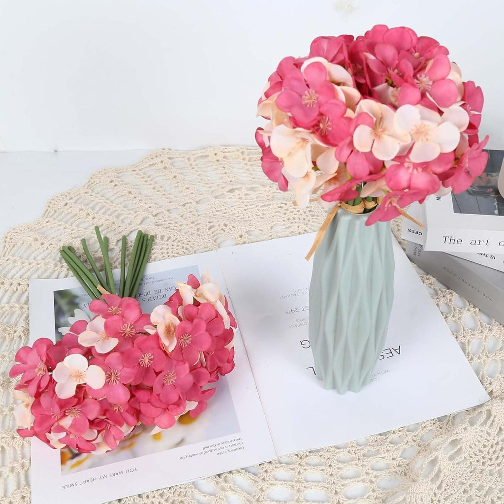 Artificial Hydrangea Bouquet 4 Packs 28 Stems | Wedding Centerpiece Baby Shower Home & Party Decor in Blue Pink Red White Champagne