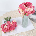 Artificial Hydrangea Bouquet 4 Packs 28 Stems | Wedding Centerpiece Baby Shower Home & Party Decor in Blue Pink Red White Champagne
