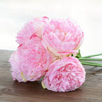 Artificial Peony Flowers | Bridal Bouquet Wedding Table Centerpiece & Home Vase Flowerpot Decor in Dark Pink Red White Light Pink Champagne