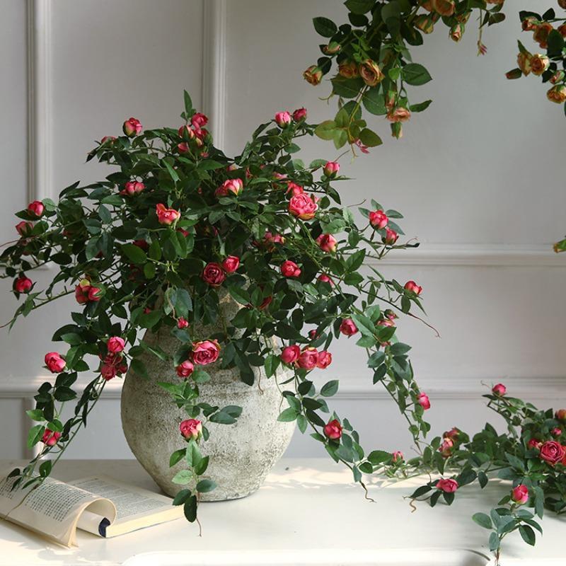 Artificial Rose Vine Garland | Hanging Floral Garland for Wedding Wall Home Decor Trellis Fence