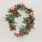 5FT Artificial Rose Flower Runner Rustic Garland | Wedding Table Ceremony Arch Boho & Party Decor in Orange