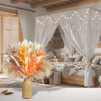Dried Natural Pampas Grass 100pcs Boho Bouquet | Fall Thanksgiving Wedding Home & Party Decor in Orange