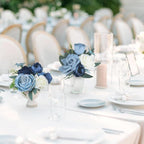 Lake Blue Artificial Rose Bouquet | Wedding Bridesmaids Groomsmen Bridal Party Decor with Decorative Fruit Ornaments