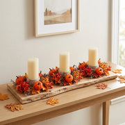 Fall Maple Leaf Pumpkin Candle Rings – 4-Piece Set, 10.24in