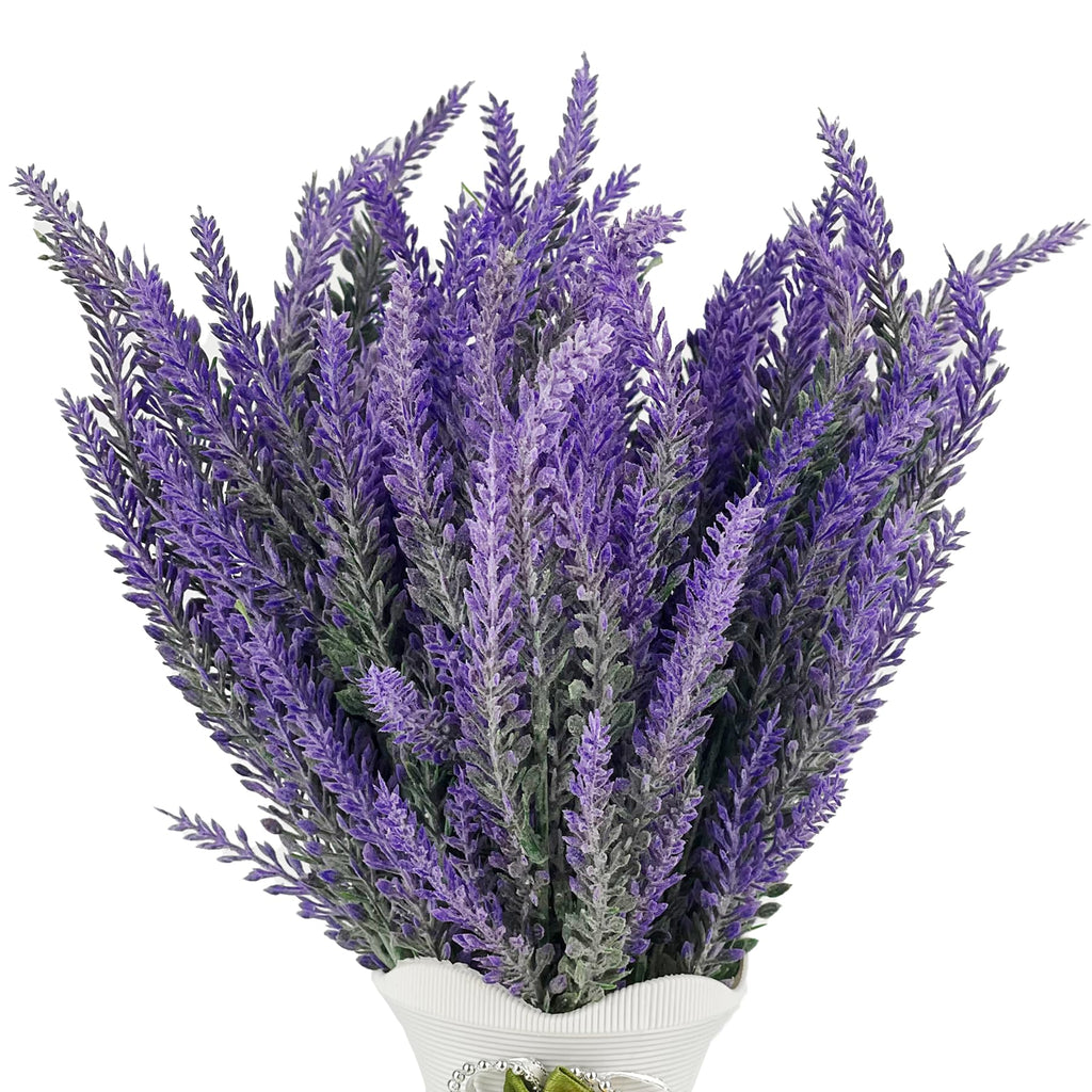 Artificial Lavender Bouquet 6 Bundles | Home Wedding Office Garden Patio Indoor & Outdoor Decor in White Light Purple Purple