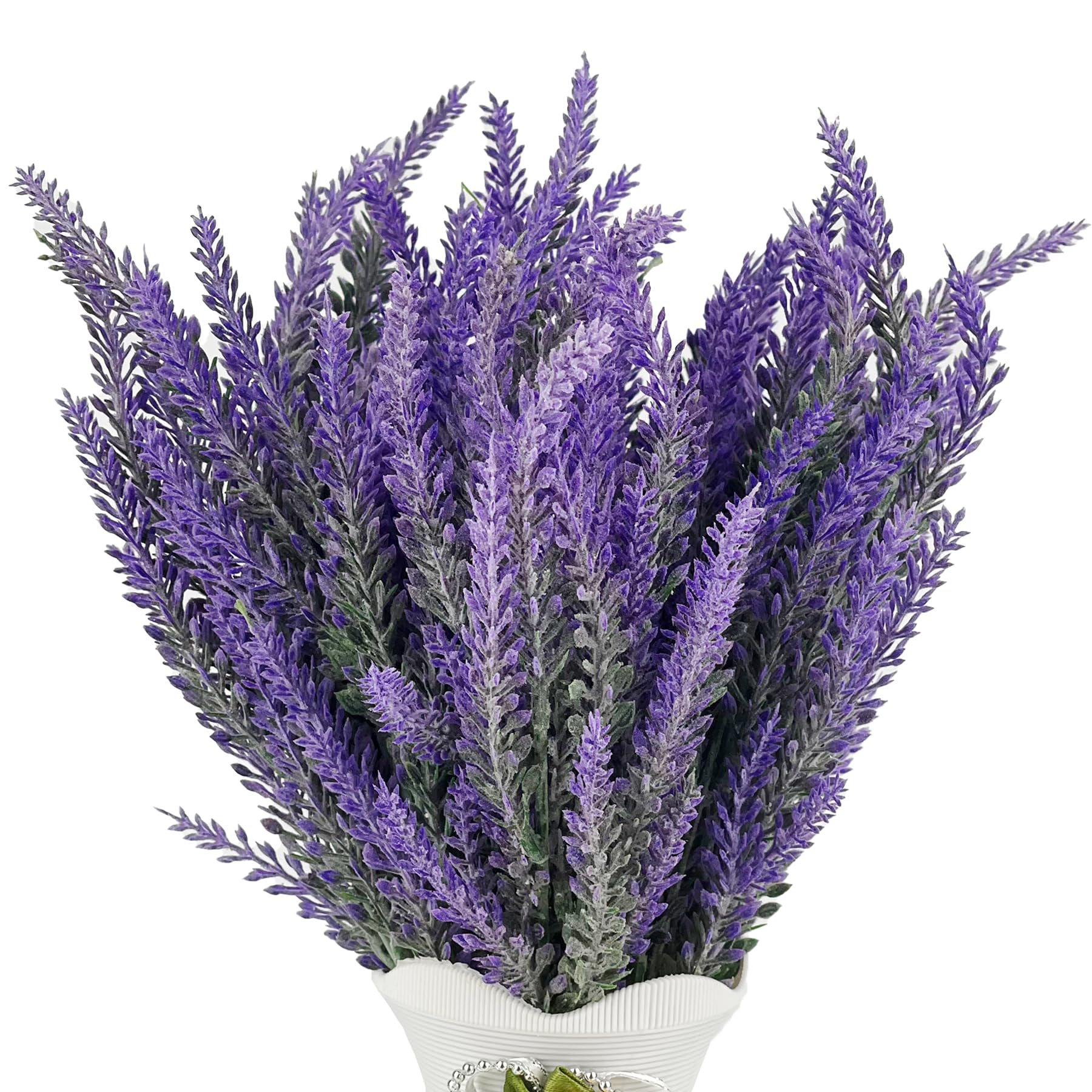 Artificial Lavender Bouquet 6 Bundles | Home Wedding Office Garden Patio Indoor & Outdoor Decor in White Light Purple Purple