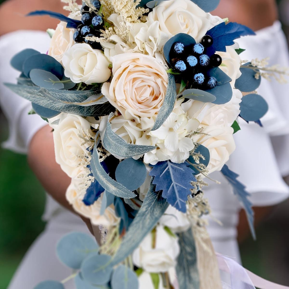 1pc Artificial Bridal Wedding Bouquets for Bridesmaids, Vintage Floral Arrangements for Wedding Ceremony, Anniversary, Proposal Party