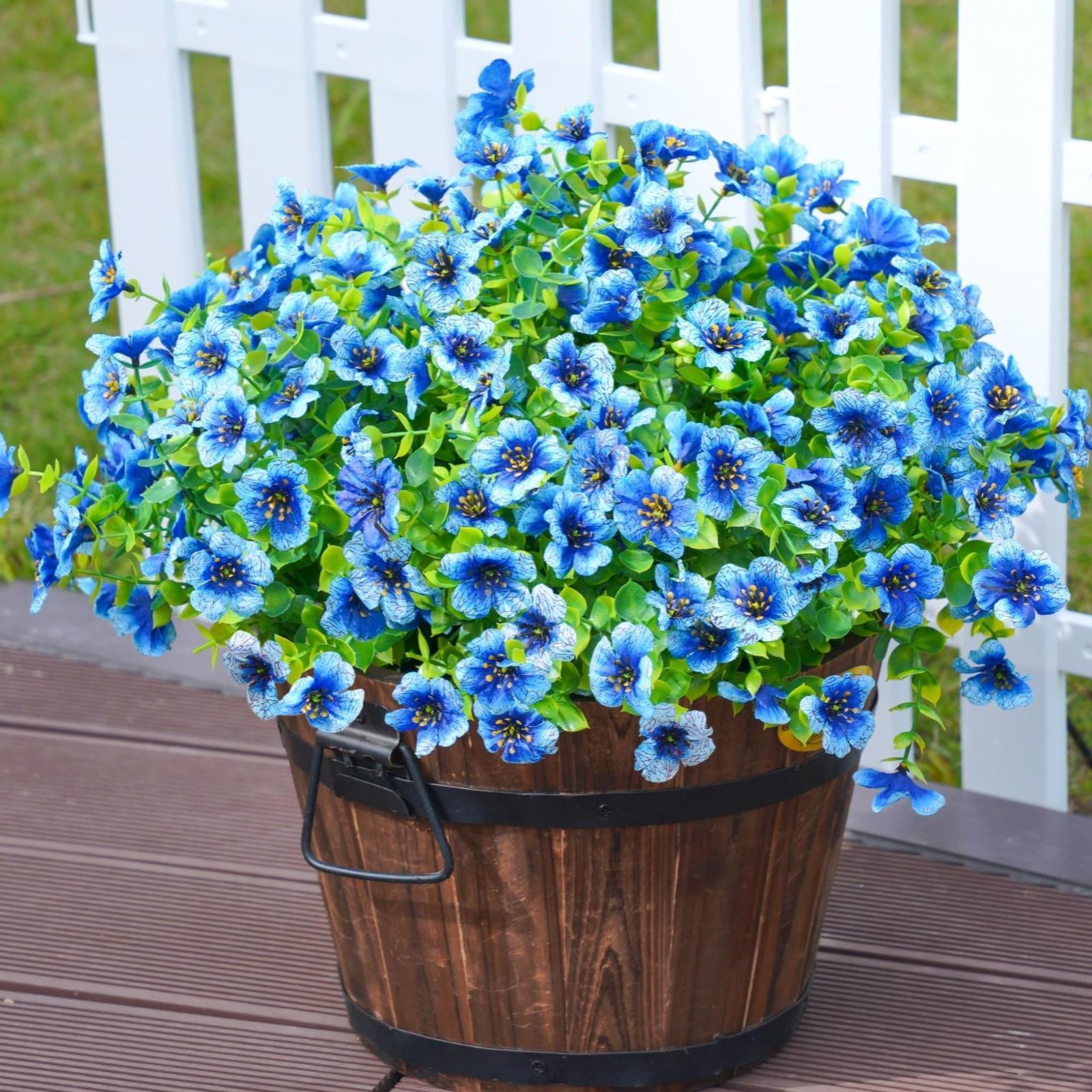 UV Resistant Artificial Flower Bouquet Set of 6 | Colorful Outdoor Indoor Home Garden & Party Decor in 5 Colors