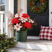 Artificial Christmas Poinsettia Picks & Berry Stems – Set of 40