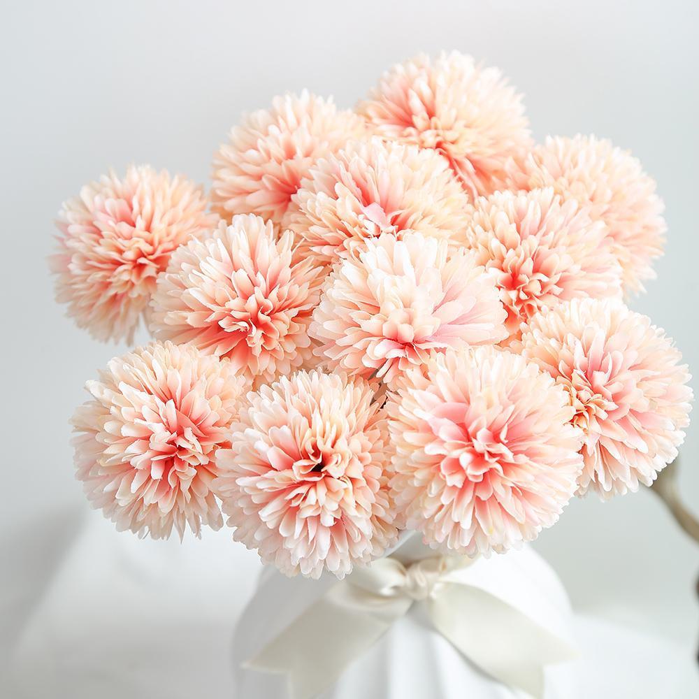 Artificial Chrysanthemum Ball Flowers 6pcs | Wedding Centerpiece Party Home Garden & DIY Decor in White Pink Purple 8 Colors