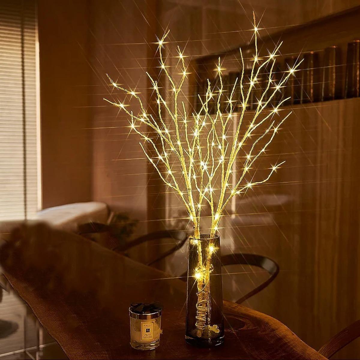 Lighted Brown Willow Branches 2PCS | 31" 50 LED Warm White with Timer & Dimmer for Holiday Wedding & Home Decor