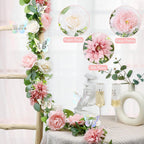 Artificial Rose and Eucalyptus Garland | Wedding Arch Table Backdrop Centerpiece & Home Decor in Pink White Purple Red