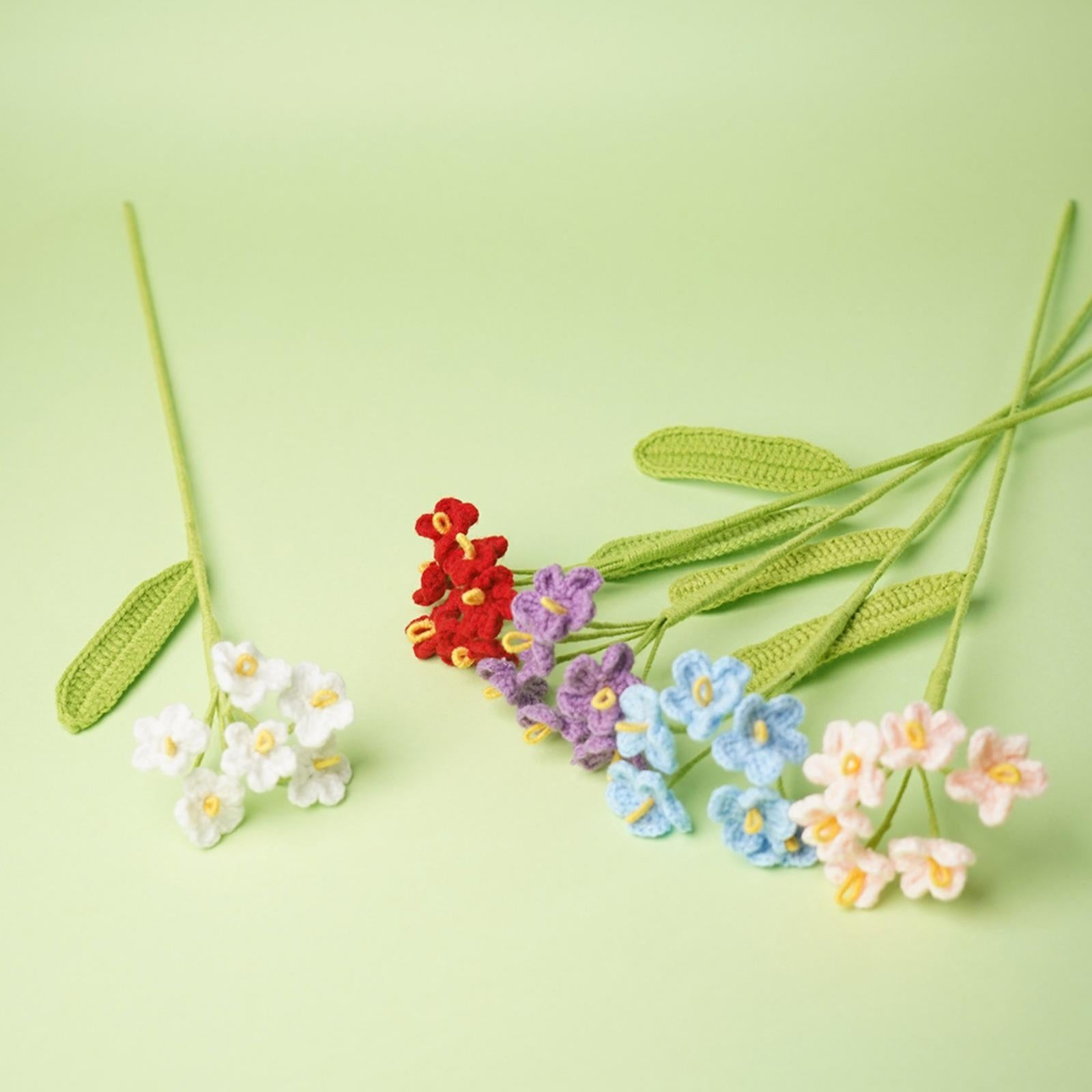 Handmade Wool Crochet Hydrangea & Forget-Me-Not Flower | Artificial Bloom for Gift Vase Decor in White Orange Purple Red Blue