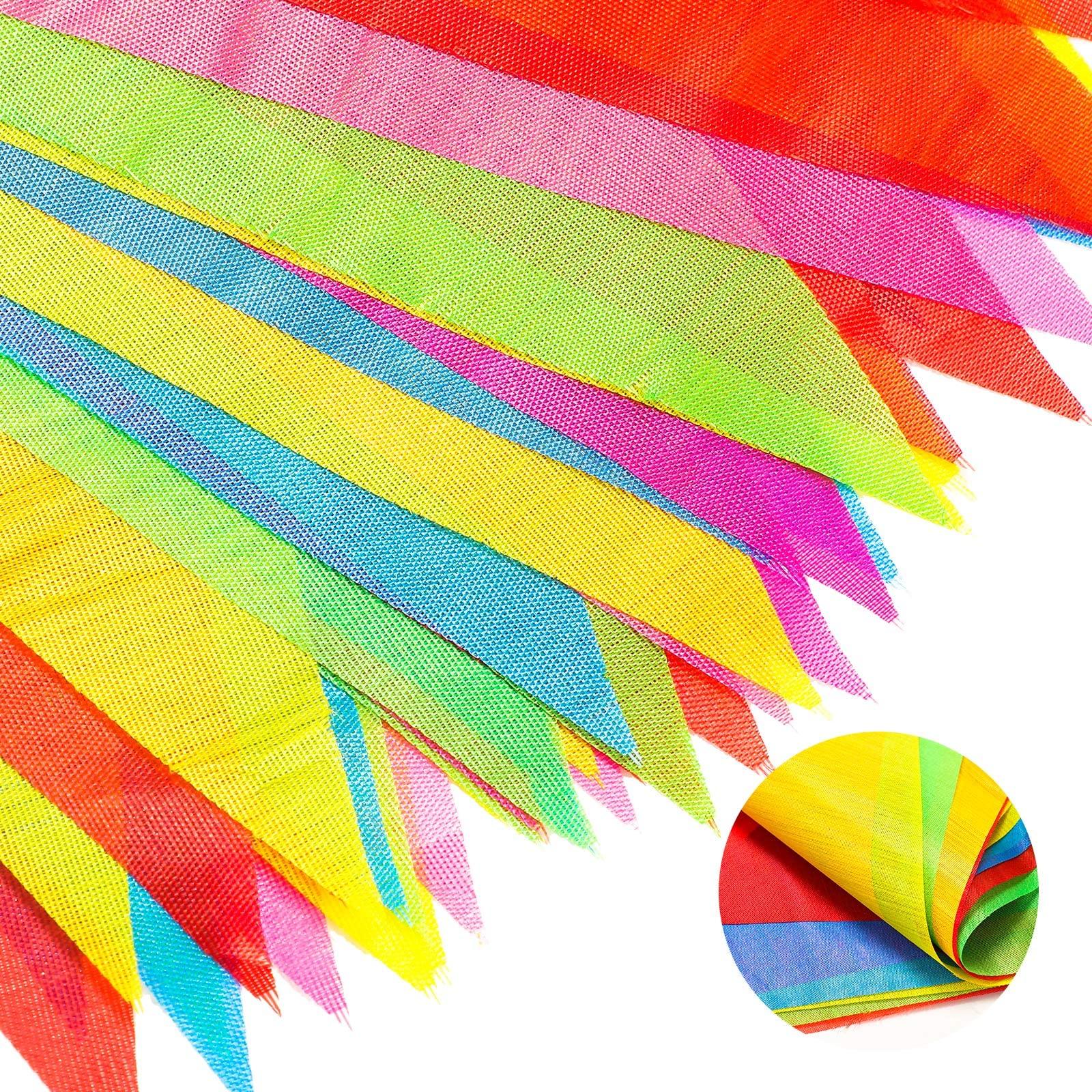 Colorful Pennant Banner Flags Bulk Garland | Triangle Bunting for Birthday Party Carnival Grand Opening & Outdoor Events