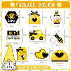 Farmhouse Tiered Tray Decoration Set | Bumble Bee Gnome Honey Truck & Hive Wooden Signs for Rustic Home Decor