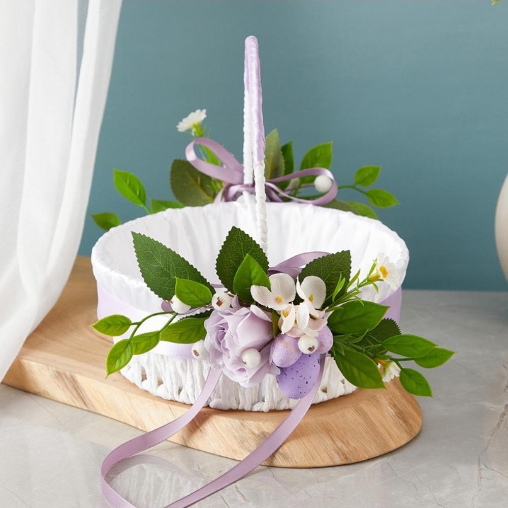 Simulation Flower Basket Centerpiece | Wedding Anniversary Holiday Banquet & Party Decor in Pink White Green Purple