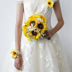 Artificial Sunflower Wedding Bouquet for Bride and Bridesmaid | Church Ceremony Home Decoration Rustic & Boho