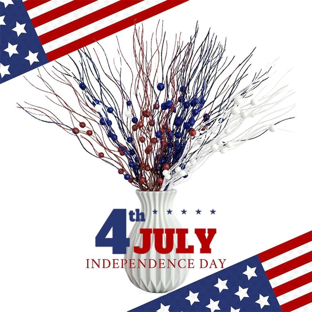 Red White and Blue Accessories for Independence Day,Patriotic Floral Stems for Home,Birthday,Party,Table Centerpieces