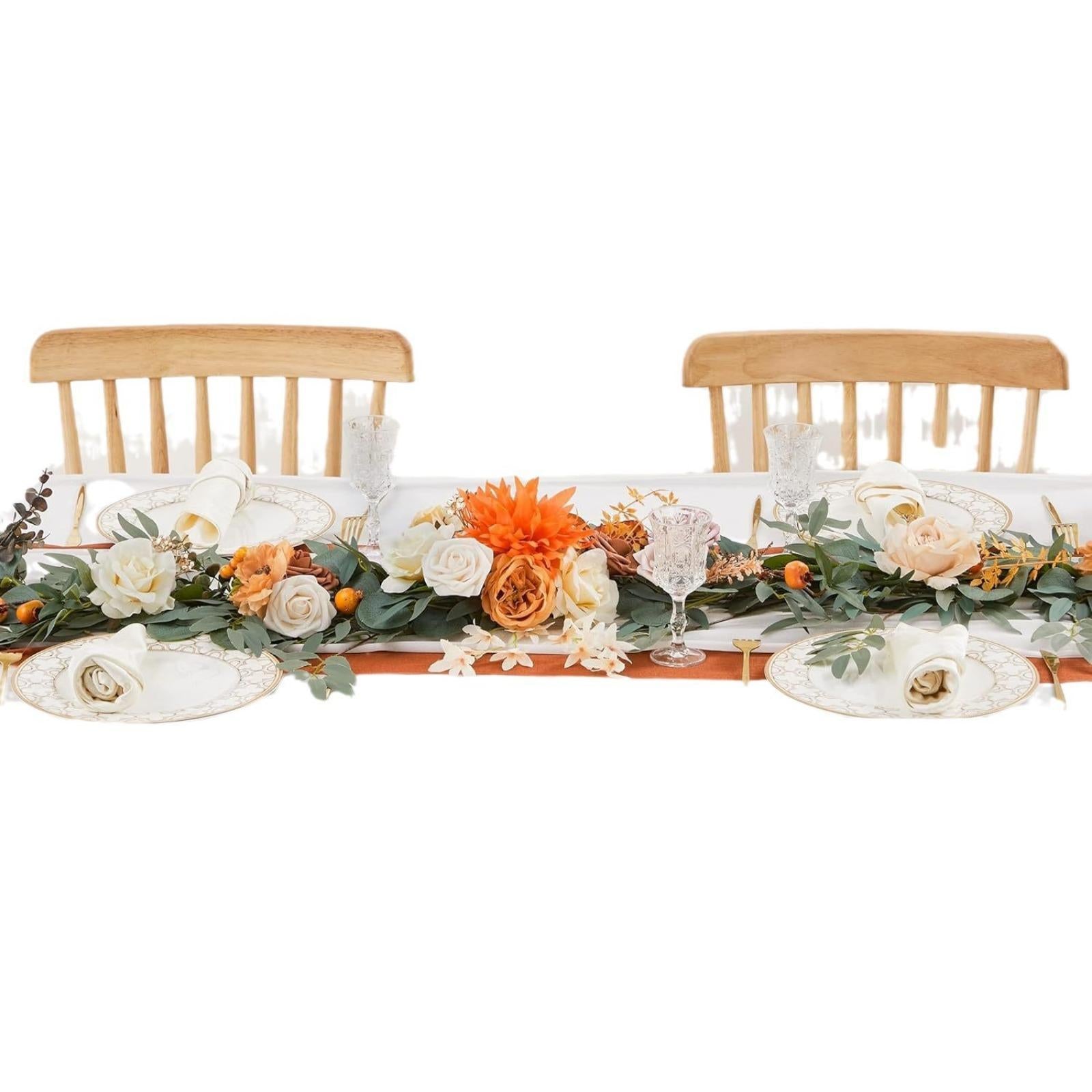 5.9ft Artificial Rose Vine Garland | Wedding Arch Backdrop Boho Decor in Orange Blue Red Purple Pink