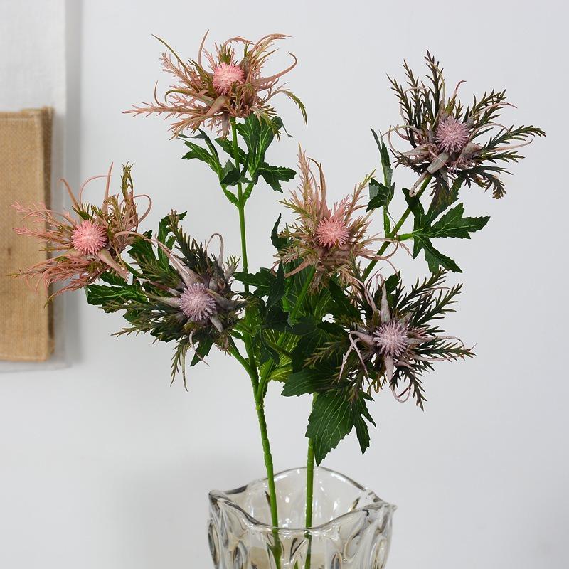 4pcs faux eryngium thistle flower stems – wedding centerpiece and home decor