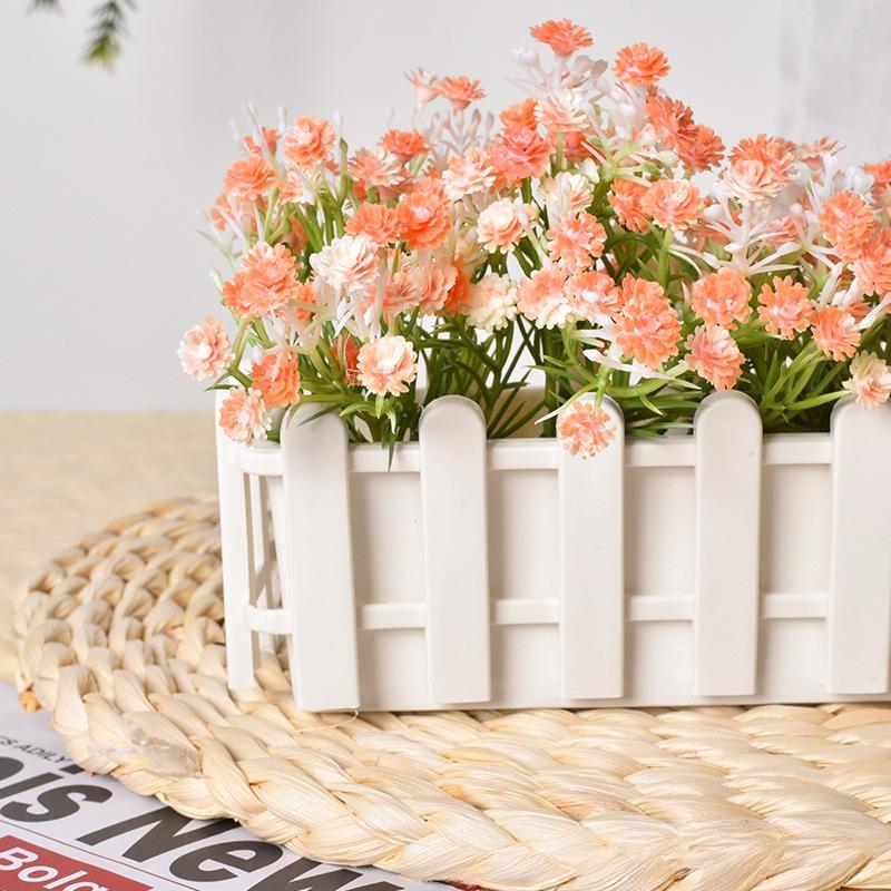 Artificial Daisy Potted Plants in Picket Fence Pots Set of 3 | Home Office Window Wedding Indoor & Outdoor Decor